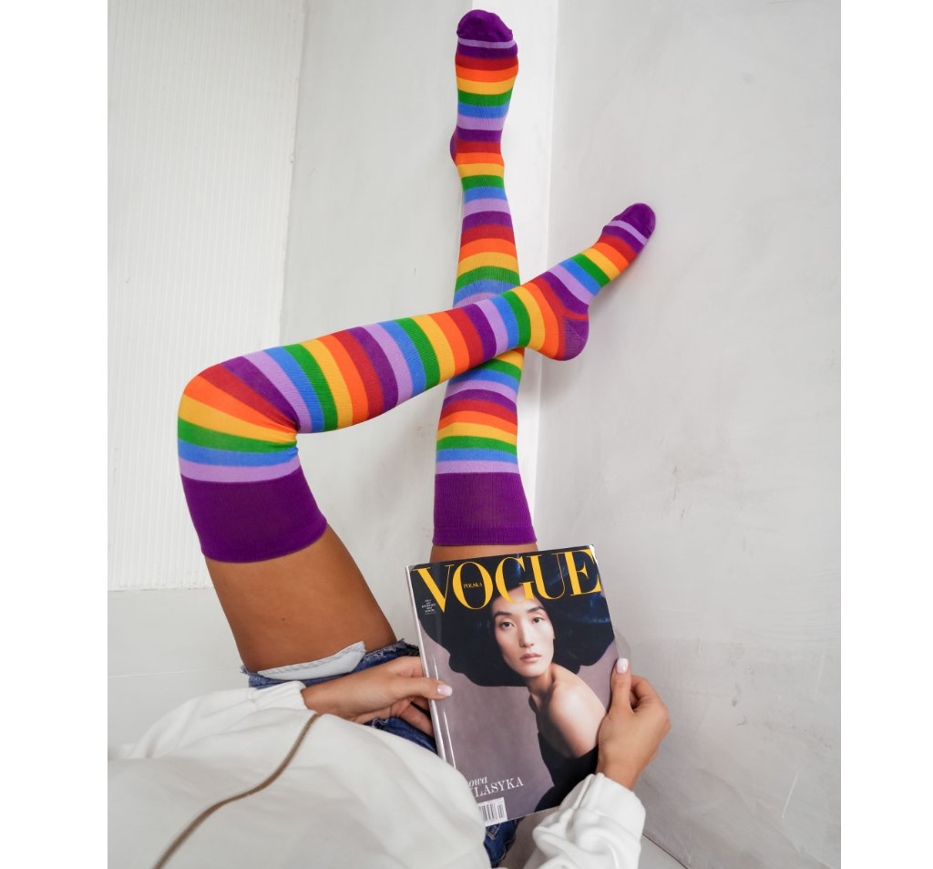Zakolanówki Bawełniane w Kolorowe Paski