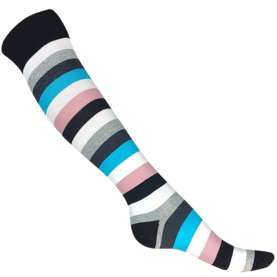 paski 7. Podkolanówki Damskie Kolorowe w Paski