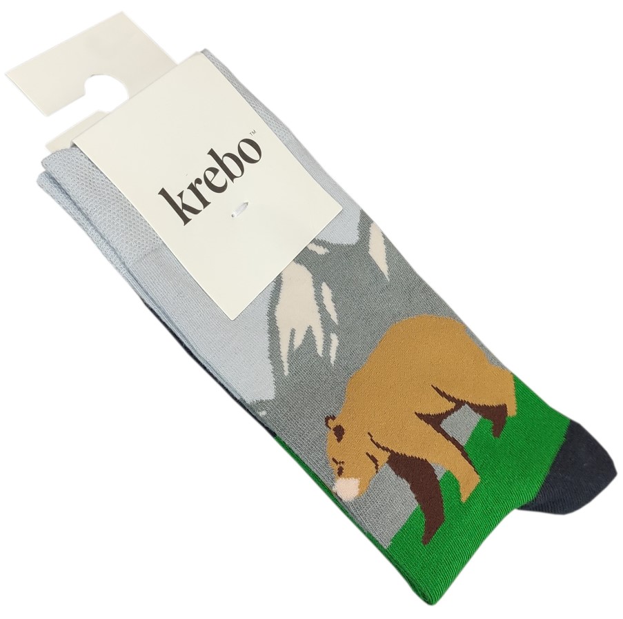 386.- Skarpetki Kolorowe z Niedźwiedziem i Górami